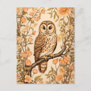 Tawny Owl Pfirsichblüten inspiriert von William Mo Postkarte