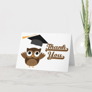 Tawny Owl Throwing Graduation Cap Danke Karte