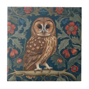 Tawny Owl William Morris Stil Direkt gegenüber Fliese