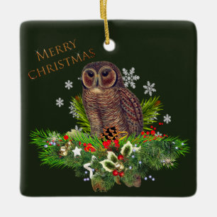 Tawny Weihnachtsschüssel mit Holiday Greenery Keramikornament