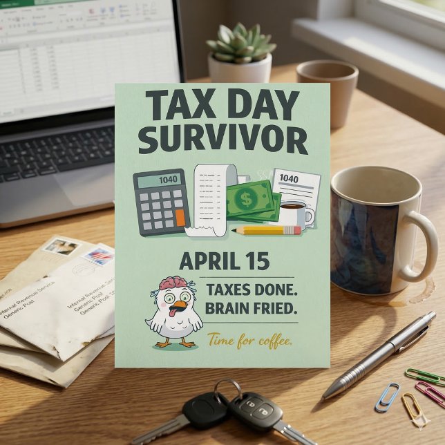 Taxes Done Brain Fried Funny April 15 Tax Survivor Postkarte (Von Creator hochgeladen)