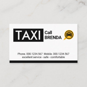Taxi Cab Auto Schwarzer Tab Visitenkarte