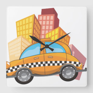 Taxi Cab Quadratische Wanduhr