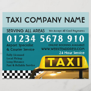 Taxi-Cab-Sign mit Preislisten-Werbung Flyer