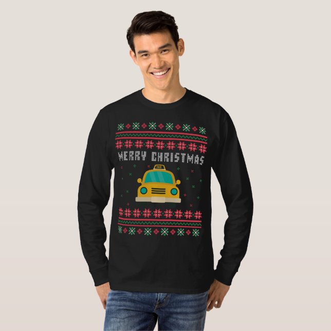 Taxi Cab Ugly Christmas Sweater T-Shirt (Vorne ganz)
