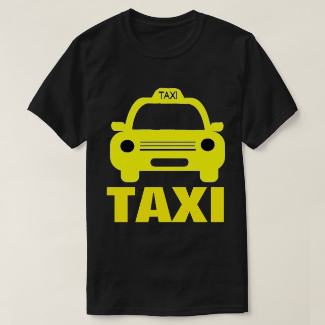 Taxi Cab und Text über den dunklen T - Shirt der M (Design vorne)