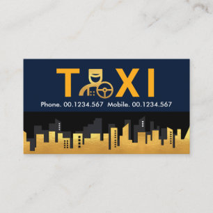 Taxi Chauffeur Gold City Skyline Visitenkarte