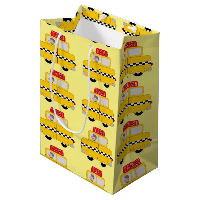 Taxi Design Mittlere Geschenktüte (Vorderseite Schrägansicht)