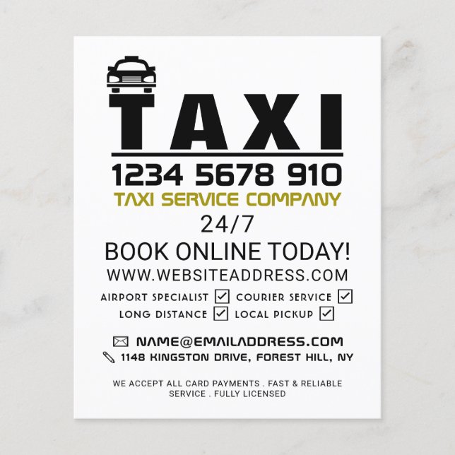 Taxi Firm Logo, Taxi Cab Firm with Price List Flyer (Vorne)