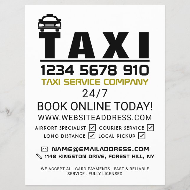Taxi Firm Logo, Taxi Cab Firm with Price List Flyer (Vorne)