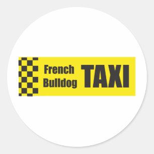 Taxi French Bulldog Runder Aufkleber