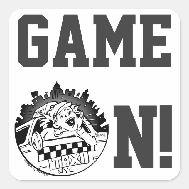 Taxi Girl Quadratischer Aufkleber (Vorderseite)
