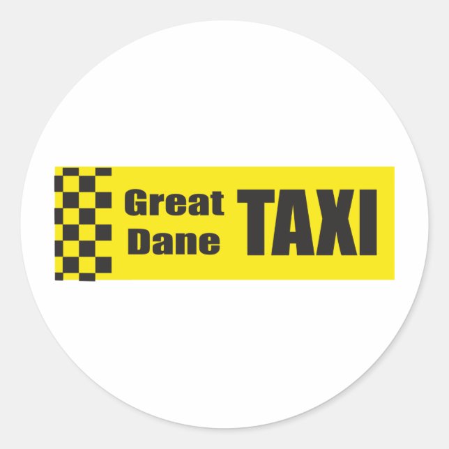 Taxi Great Dane Runder Aufkleber (Vorderseite)
