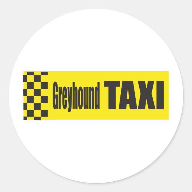 Taxi Greyhound Runder Aufkleber (Vorderseite)