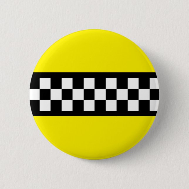 Taxi-Kontrollstreifenmuster Button (Vorderseite)