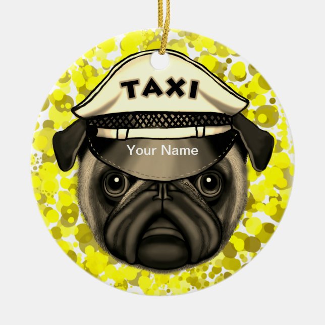 Taxi-Mops Keramik Ornament (Vorne)