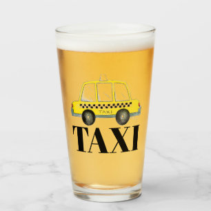 TAXI New York City Checked Yellow Cab NYC Glas