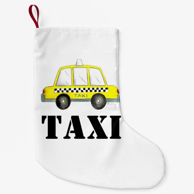 TAXI! New York City NYC Checked Yellow Cab Kleiner Weihnachtsstrumpf (Vorderseite)