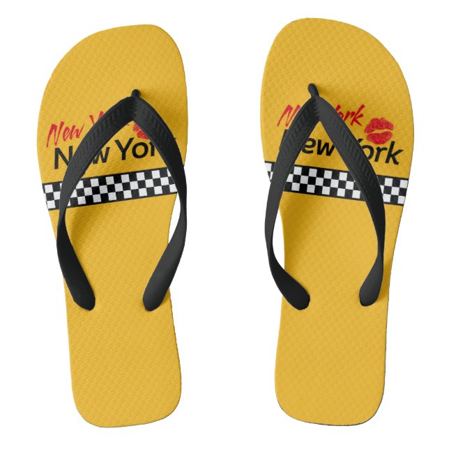 Taxi New York & Red Kiss Flip Flops (Fußbett)