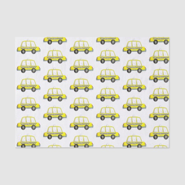 Taxi NYC Gelb New York City Checkered Cab Print Seidenpapier (Vorderseite)