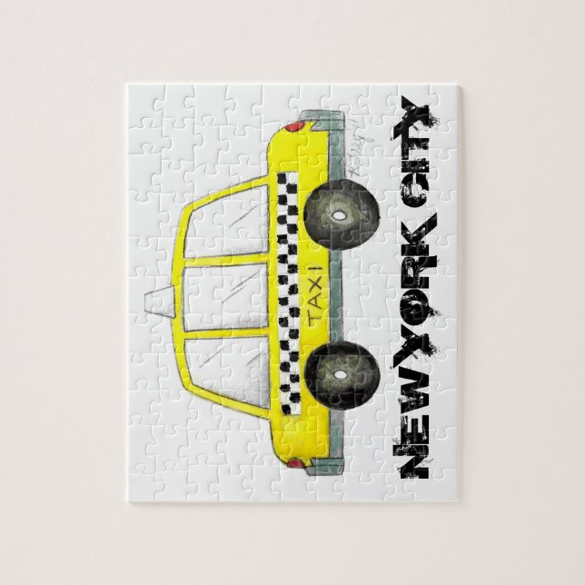Taxi NYC Gelb New York City Karren Auto Puzzle (Vertikal)
