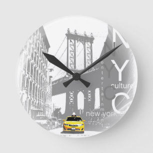 Taxi-Pop-Kunst New York City Nyc gelbe Runde Wanduhr