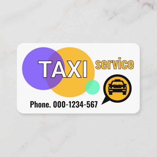 Taxi Radius Circles Cab Service Visitenkarte (Vorderseite)