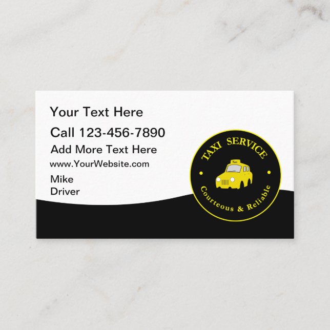 Taxi Service Modern Cab Driver Business Cards Visitenkarte (Vorderseite)