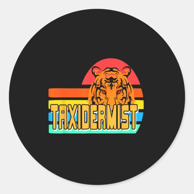 Taxidermist Tiger Preservation Retro Wildlife Natu Runder Aufkleber (Vorderseite)