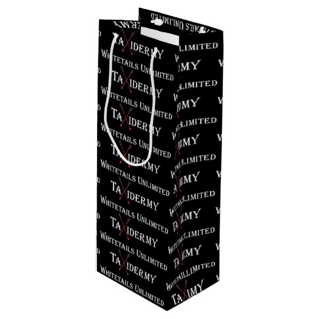 Taxidermy-Logo Geschenktüte Für Weinflaschen (Vorderseite Schrägansicht)