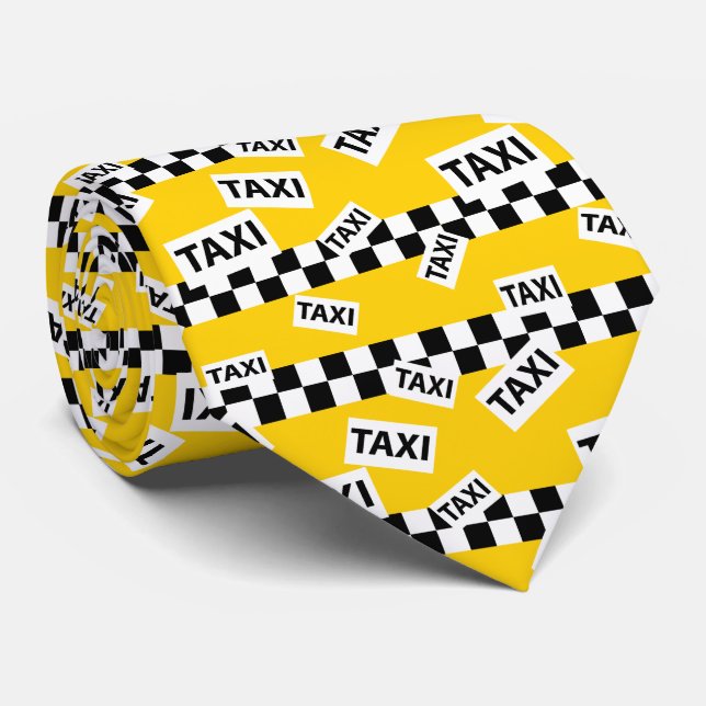 Taxifahrer New York Yellow Cab Checkerboard Fun Krawatte (Gerollt)