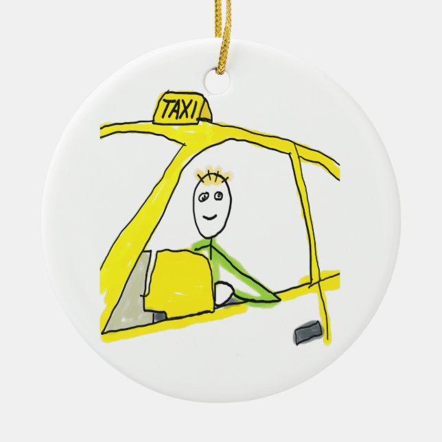 Taxifahrer Stickman Keramik Ornament (Vorne)