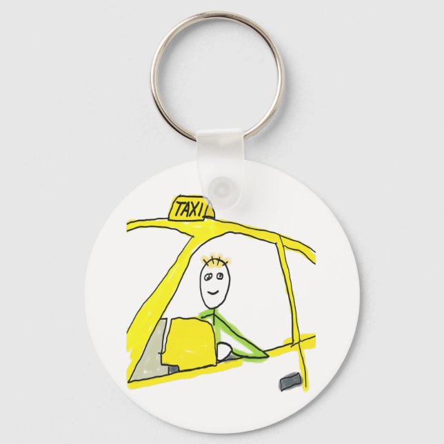 Taxifahrer Stickman Schlüsselanhänger (Vorderseite)