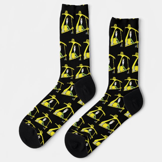 Taxifahrer Stickman Socken (Linkes Detail)