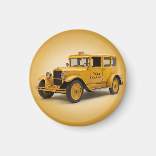 Taxis aus den 1920er Jahren auf gelbem Hintergrund Magnet