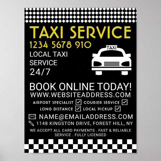 Taxistation, Taxi-Kab-Firmenwerbung Poster (Vorne)
