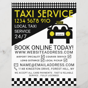 Taxistation, Taxi-Taxi-Firma mit Preisliste Flyer