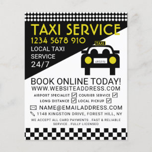Taxistation, Taxi-Taxi-Firma mit Preisliste Flyer