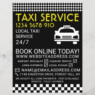 Taxistation, Taxi-Taxi-Firma mit Preisliste Flyer