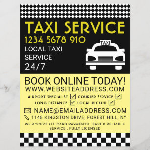 Taxistation, Taxi-Taxi-Firma mit Preisliste Flyer
