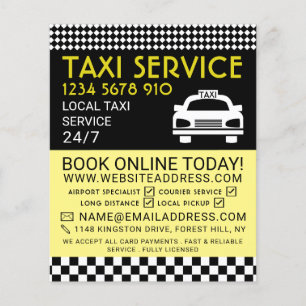 Taxistation, Taxi-Taxi-Firma mit Preisliste Flyer