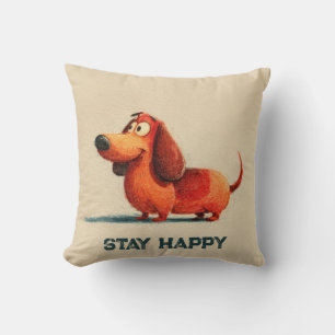 Tay Happy Dog – Süße positive Zitat-Kunst Kissen