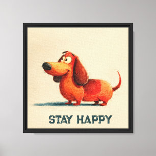 Tay Happy Dog – Süße positive Zitat Kunst Leinwanddruck