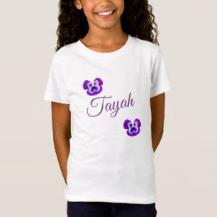 Tayah, Mädchenname-Logo mit Stiefmütterchen, T-Shirt