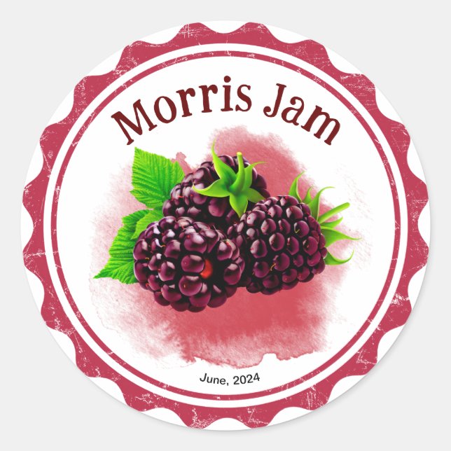 Tayberry-Jam-Label Runder Aufkleber (Vorderseite)