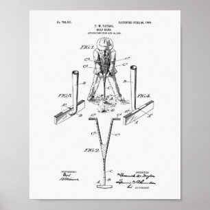 Taylor Golf Club 1905 Patent Kunst - Weißes Papier Poster
