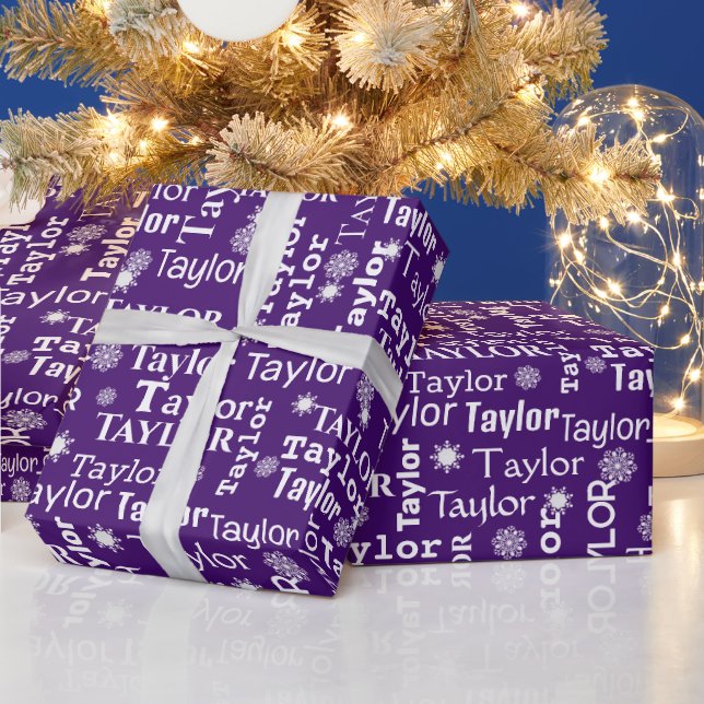 TAYLOR-Individuelle Name mit Schneeflocken Geschenkpapier (Feiertage)