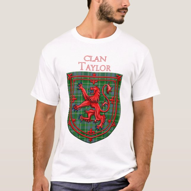 Taylor Tartan Scottish Kariert Lion Rampant T-Shirt (Vorderseite)