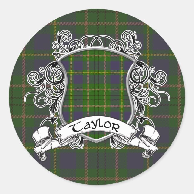 Taylor Tartan Shield Runder Aufkleber (Vorderseite)