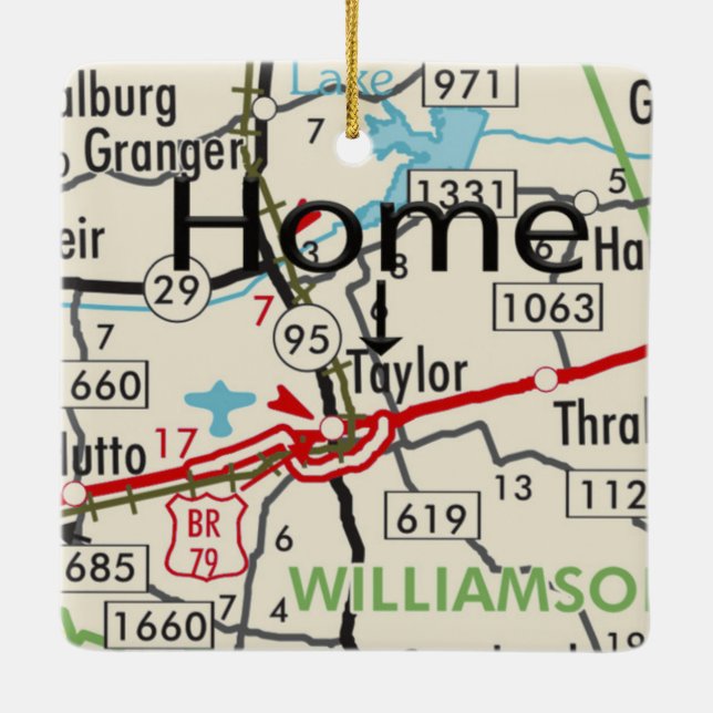 Taylor TX Map Keramikornament (Rückseite)